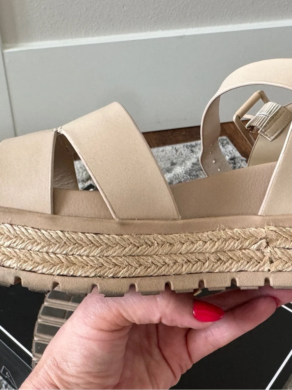 EUC MIA Beige Espadrille Platform Sandal , size 8, wore ONCE